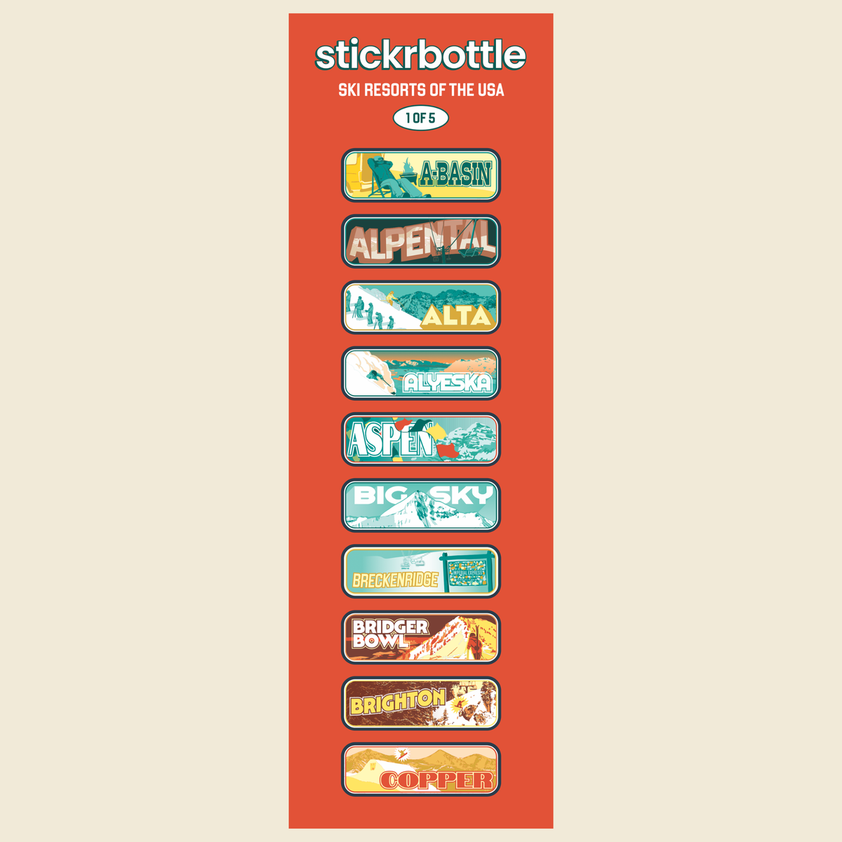 The Ski Resorts Of The USA Stickrbottle