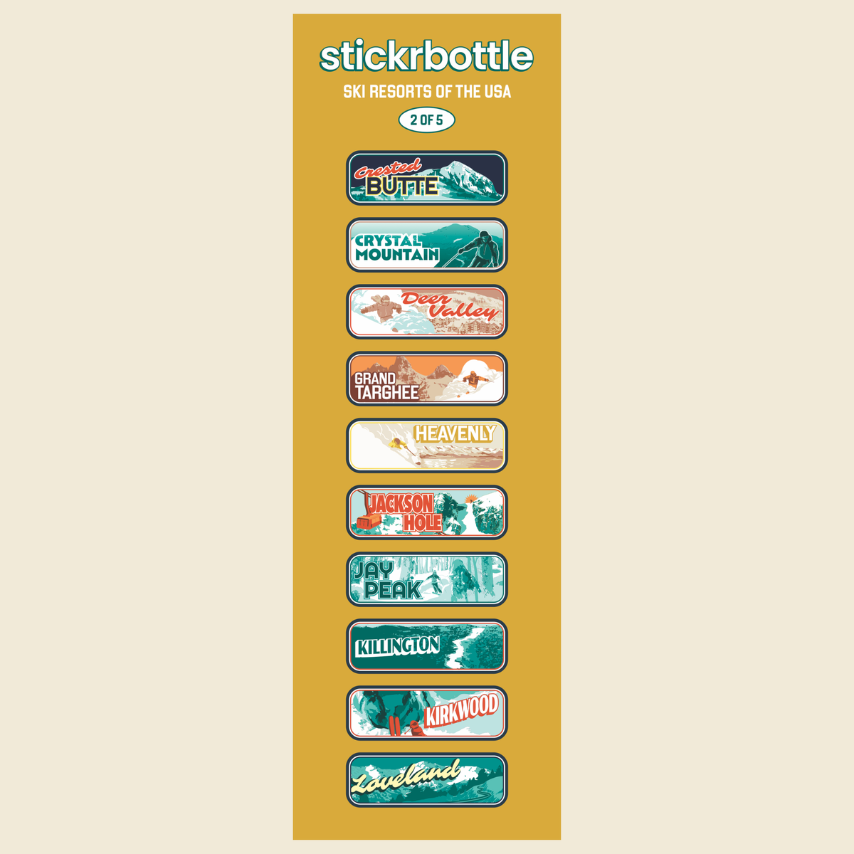 The Ski Resorts Of The USA Stickrbottle