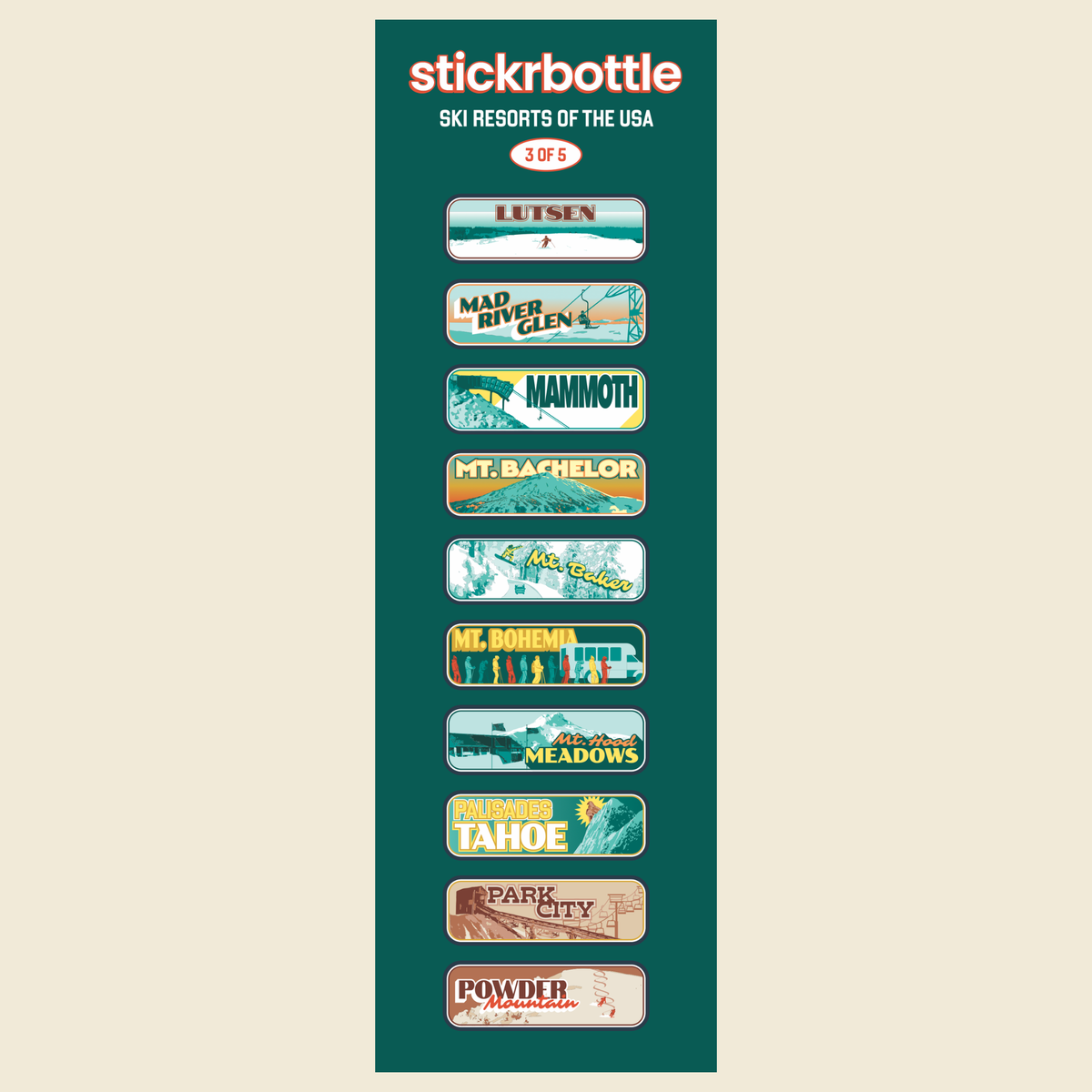 The Ski Resorts Of The USA Stickrbottle