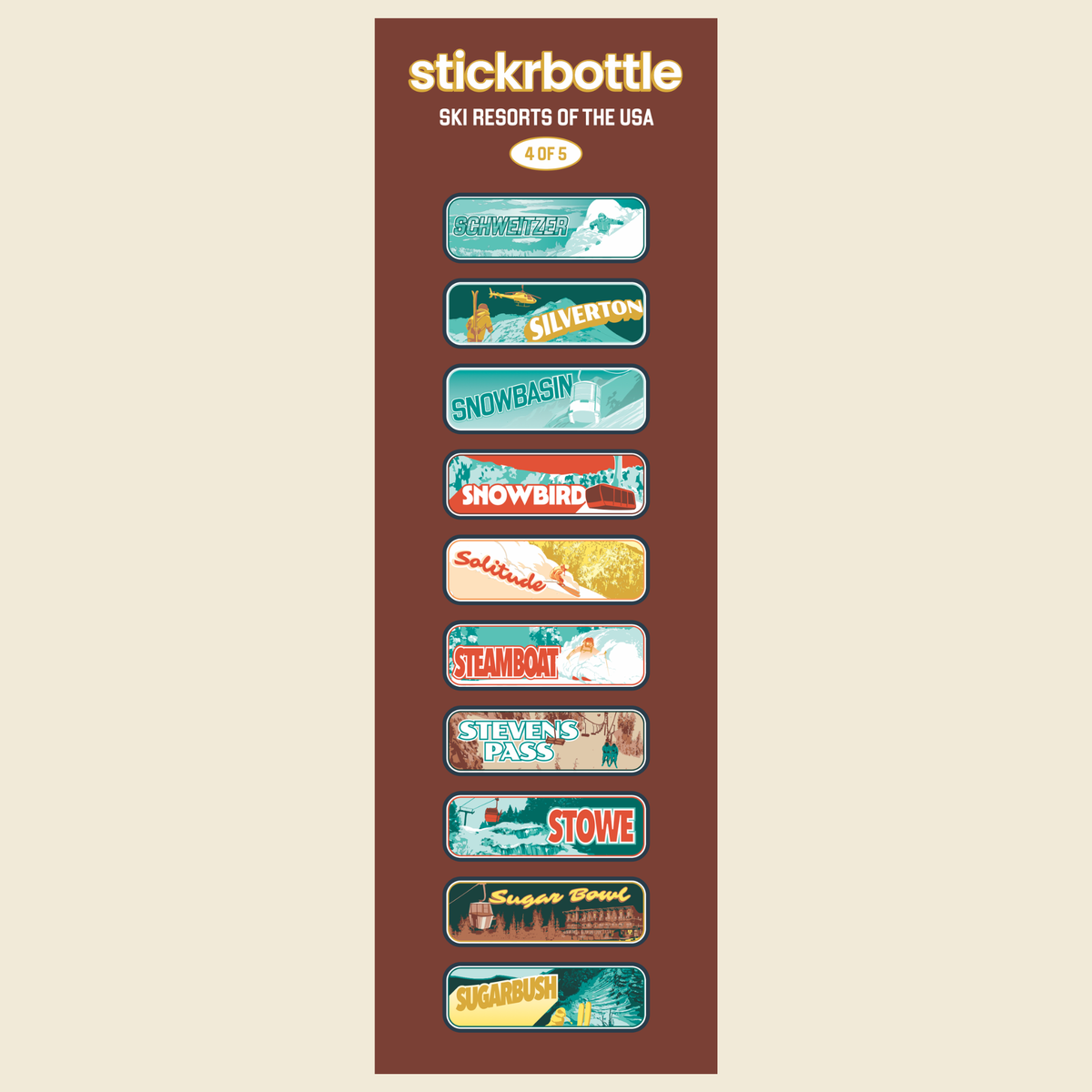 The Ski Resorts Of The USA Stickrbottle