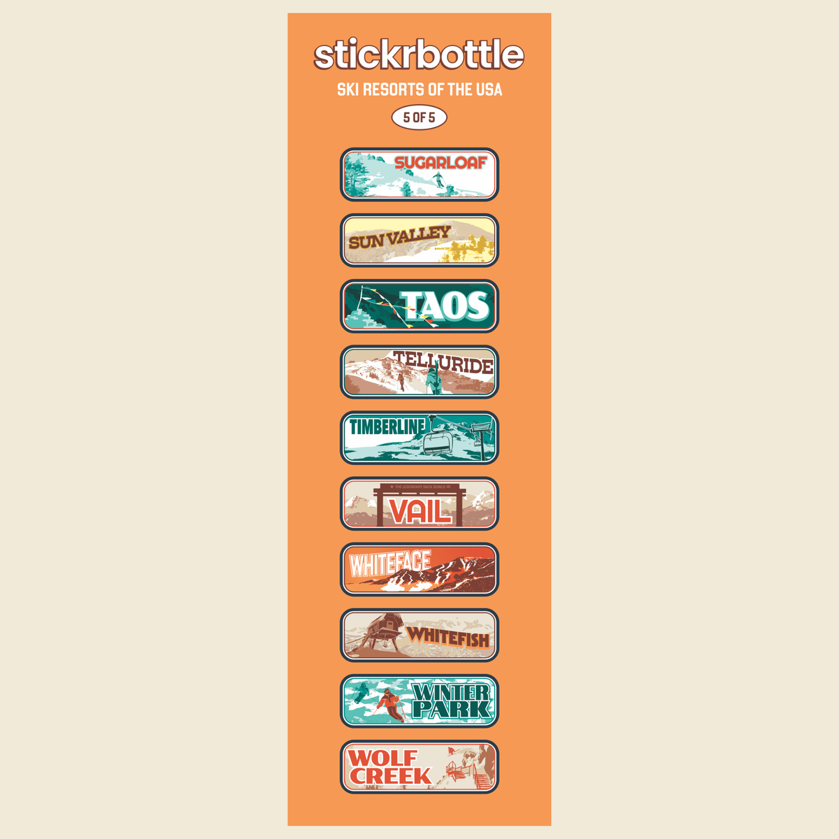The Ski Resorts Of The USA Stickrbottle